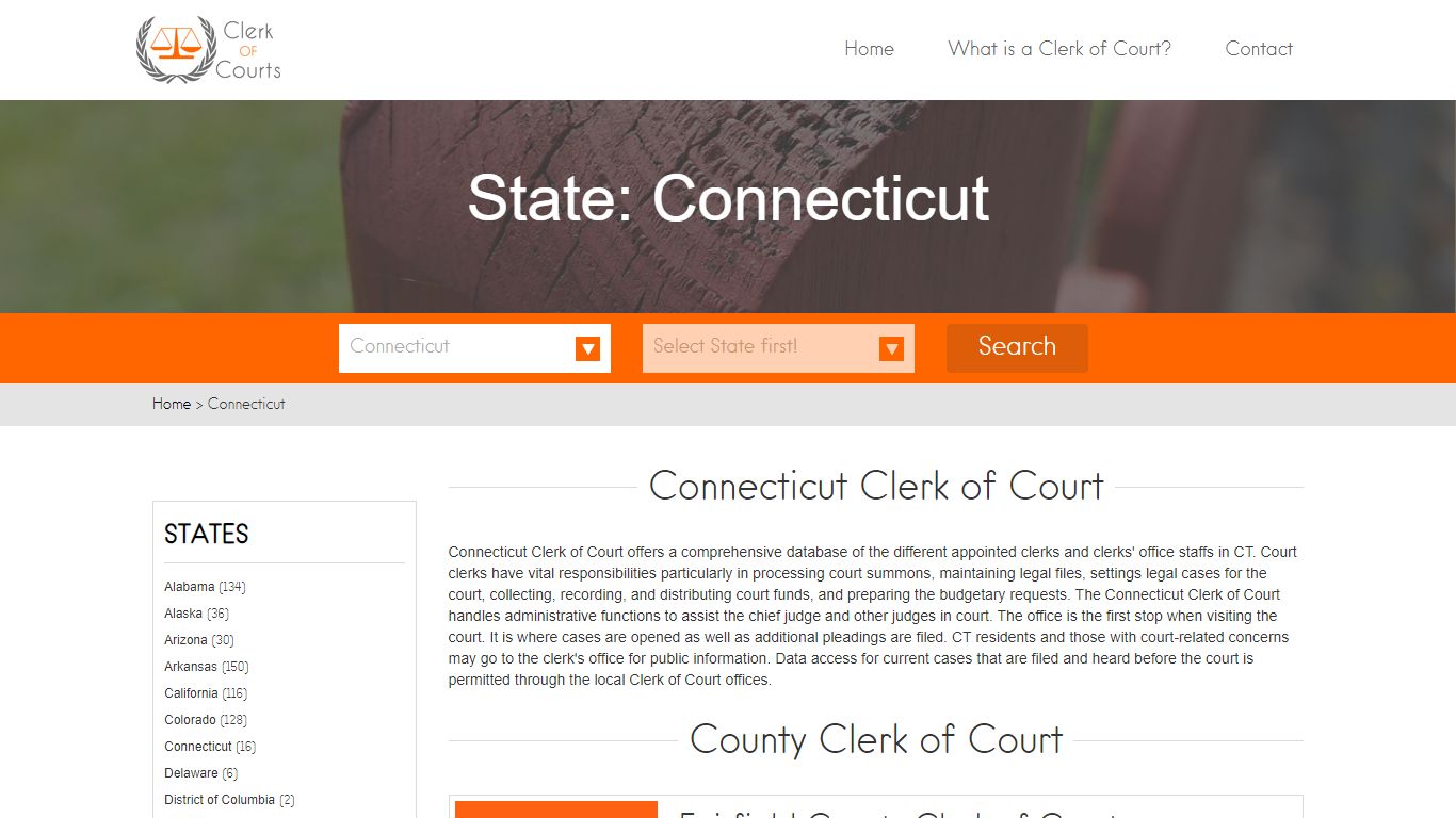 Find Connecticut Clerk of Courts – County Clerk of Courts in CT