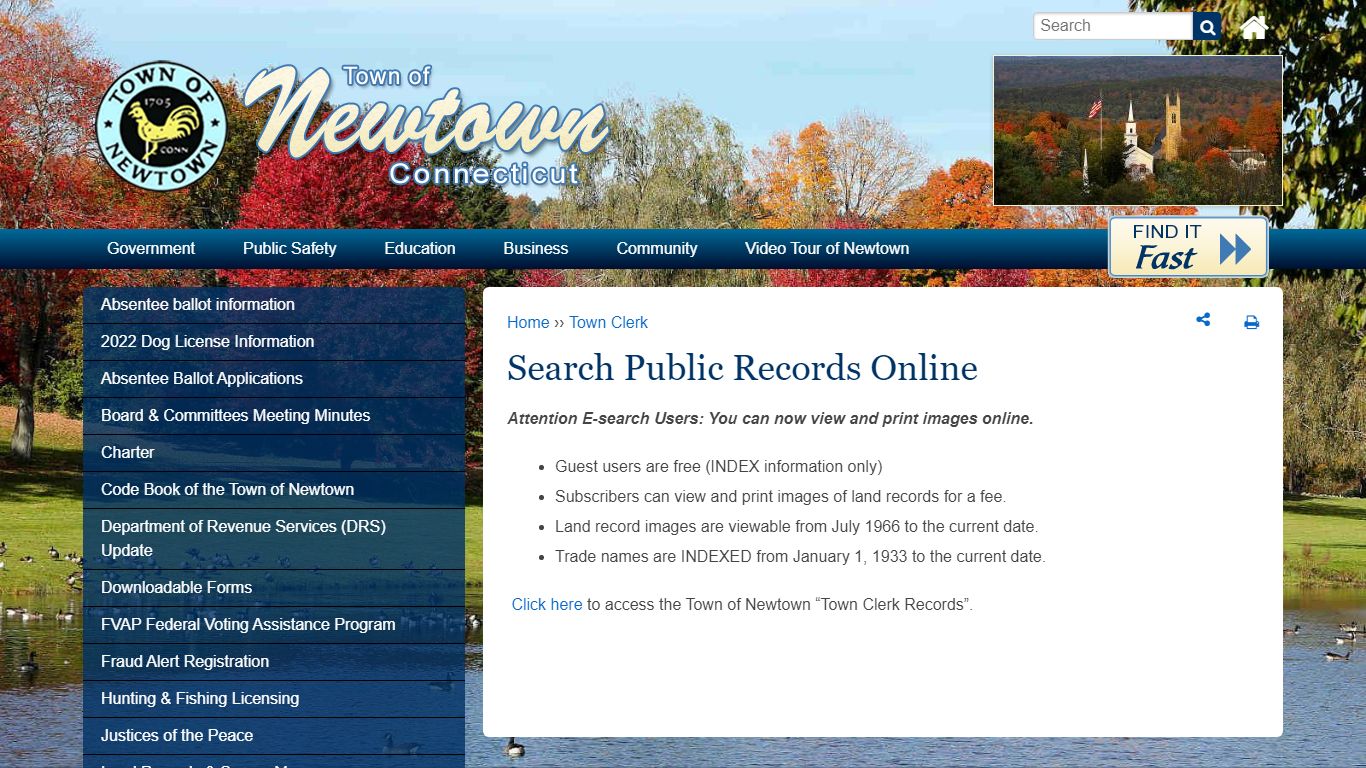 Search Public Records Online | Newtown CT